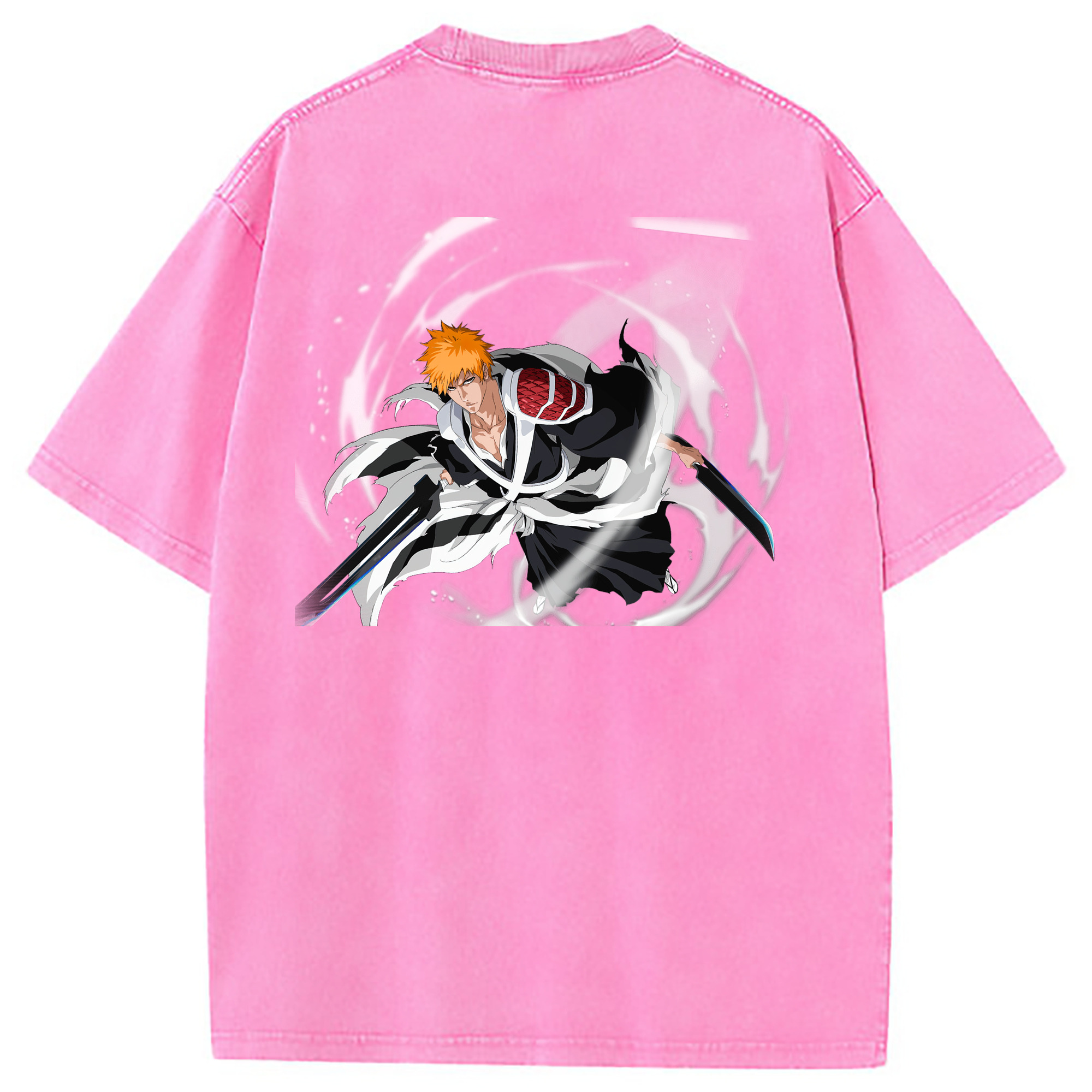 （画像用） ブリーチ 黒崎一護（くろさき いちご）BLEACH Kurosaki Ichigo 綿100% ヴィンテージ風 半袖Tシャツ（背面プリント）